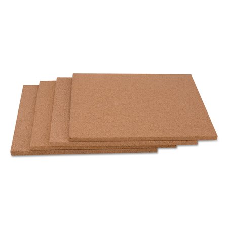 Universal Cork Tile Panels, Brown, 12 x 12, PK4 UNV43404
